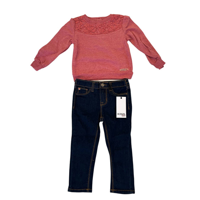 Hudson 2T / Red Hudson Adorable 2-Piece Set - Jeans & Long Sleeve Shirt, Size 2T K32  *