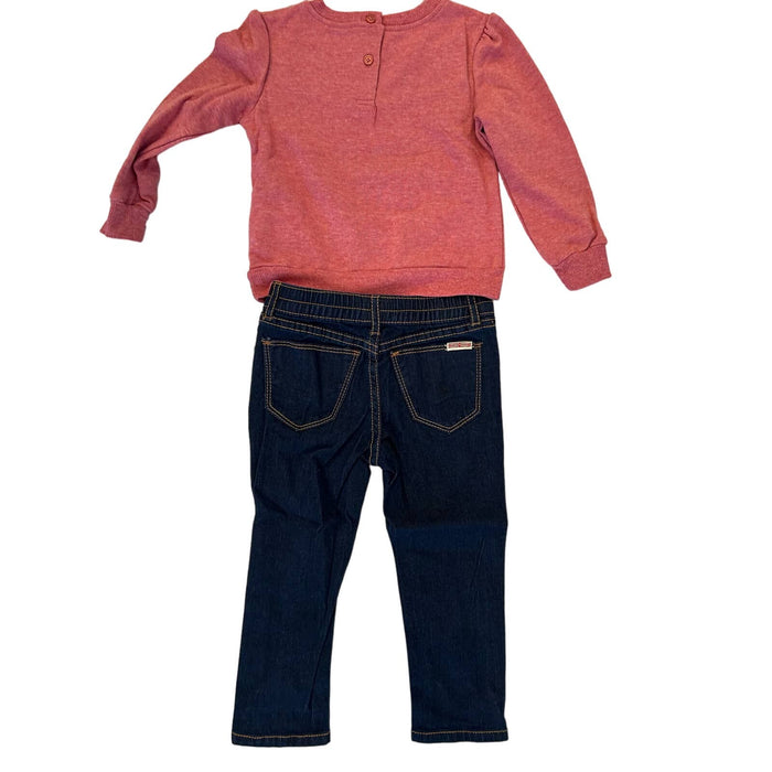 Hudson 2T / Red Hudson Adorable 2-Piece Set - Jeans & Long Sleeve Shirt, Size 2T K32  *