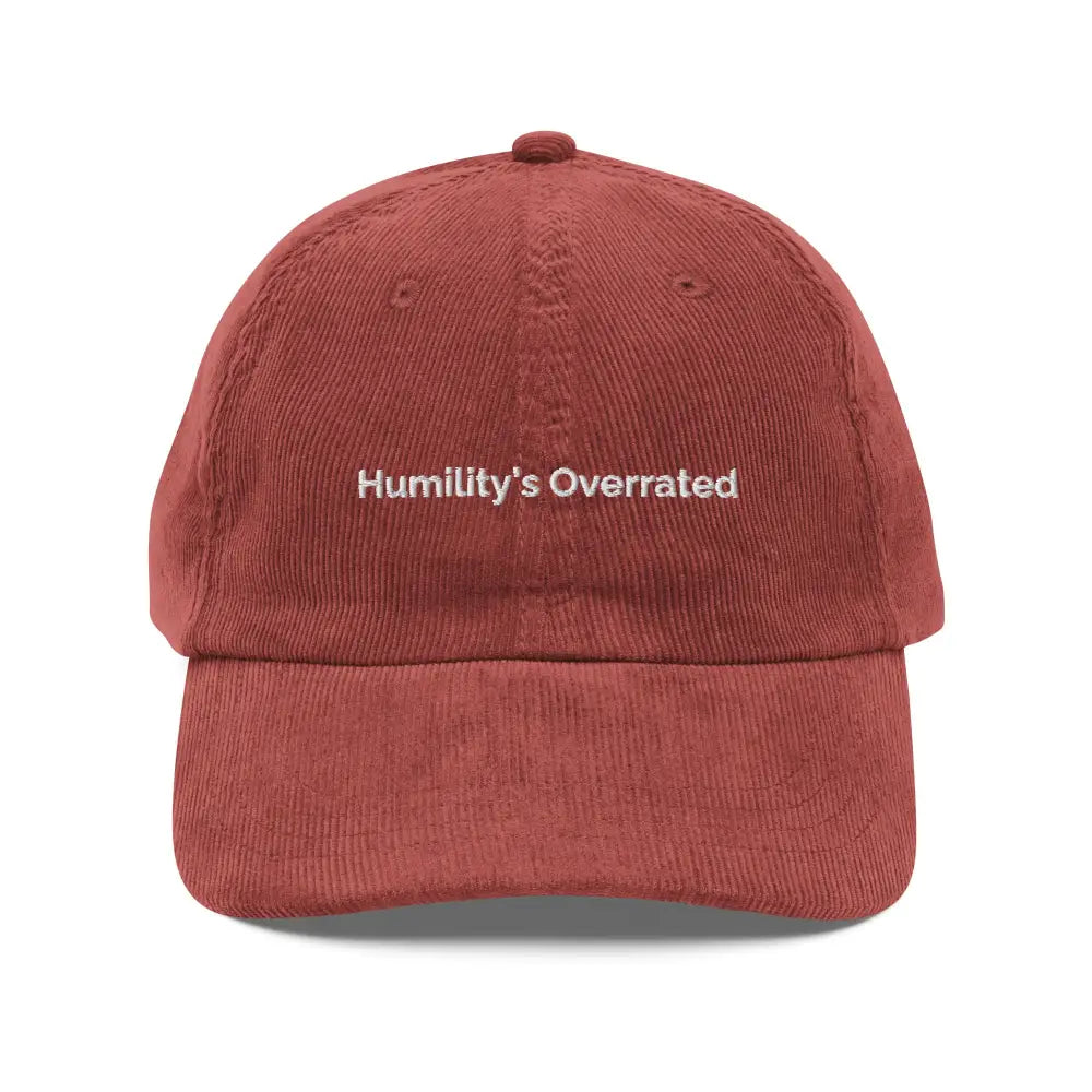 Red embroidered vintage corduroy baseball cap by Trini Skies