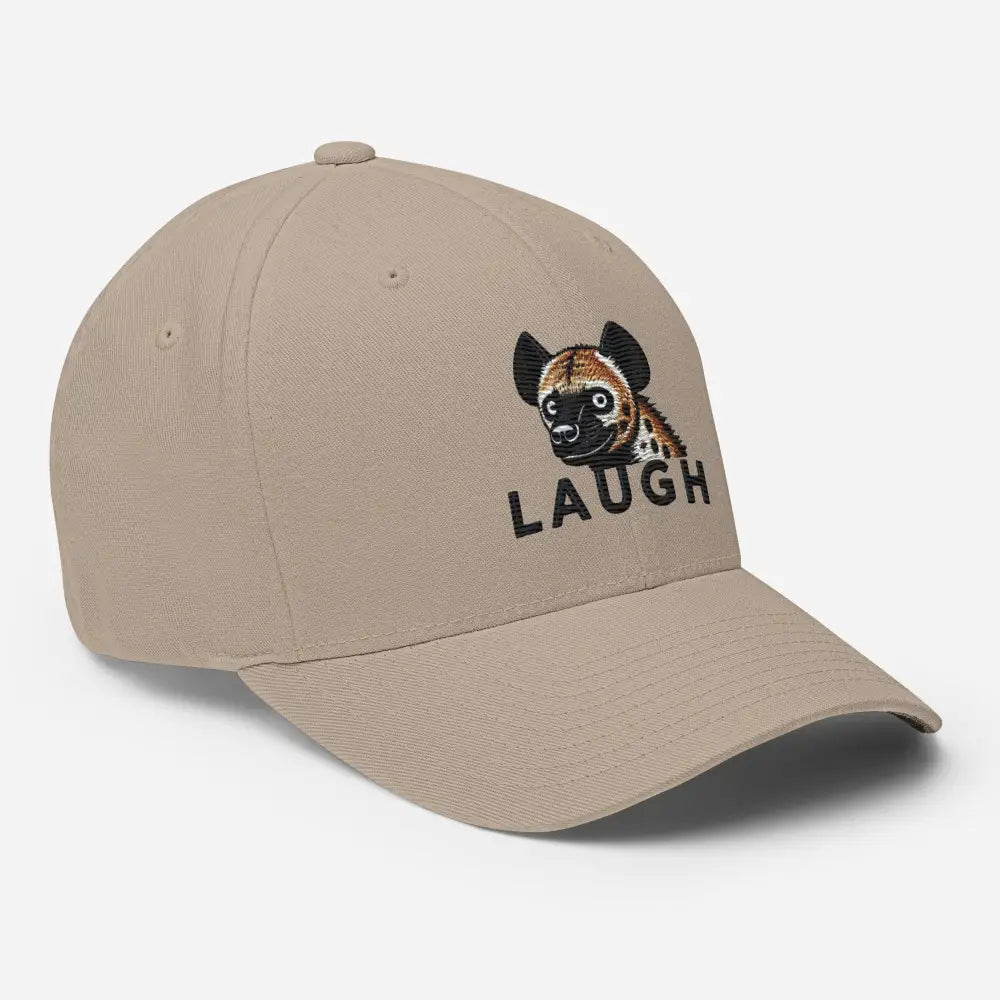 Hyena wildlife embroidered corduroy cap with tan hat and laugh hyena head
