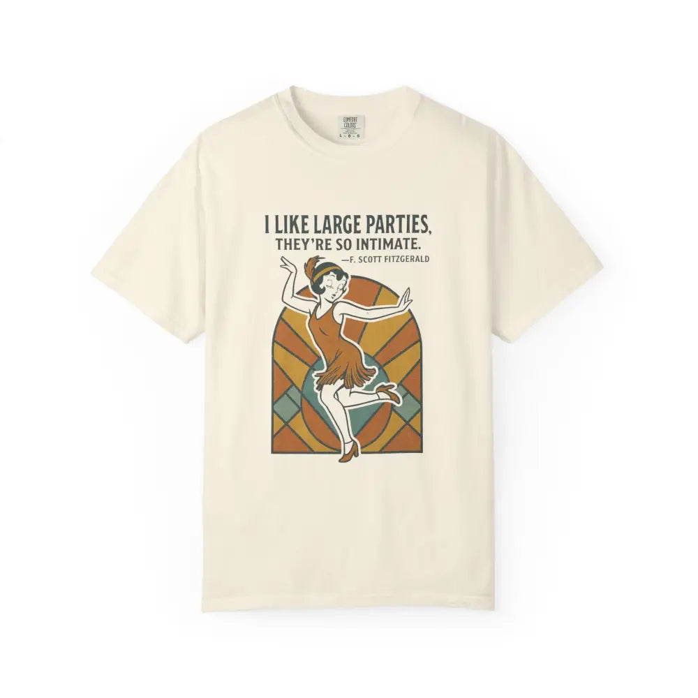 Cream-colored Great Gatsby party graphic t-shirt by Trini Skies Art Deco
