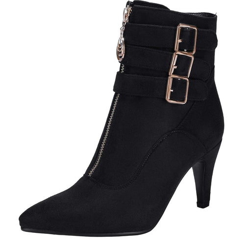 IDIFU 8 / Black / Suede "IDIFU Amanda  High Heels - Almond Toe, Size 8, Ankle Strap Slingback"