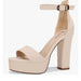 IDIFU 9.5 / Nude / Suede IDIFU Women's Platform Chunky High Heel Sexy Sandals, Nude Nubuck, Size 9.5