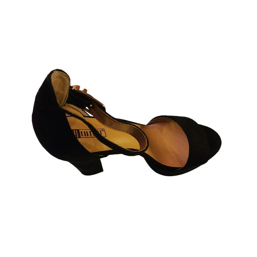 IDIFU 9 / Black / Suede "IDIFU Chunky High Heels - Almond Toe, Size 9, Ankle Strap Slingback"