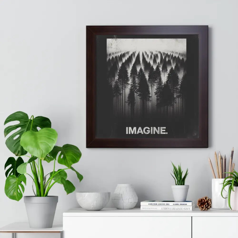 Foggy forest framed premium quality poster Imagine art print