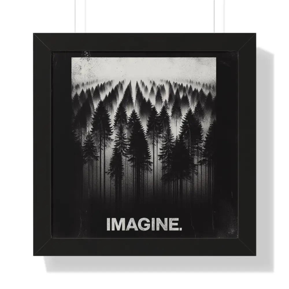 Foggy forest framed premium quality poster with Imagine monochrome art