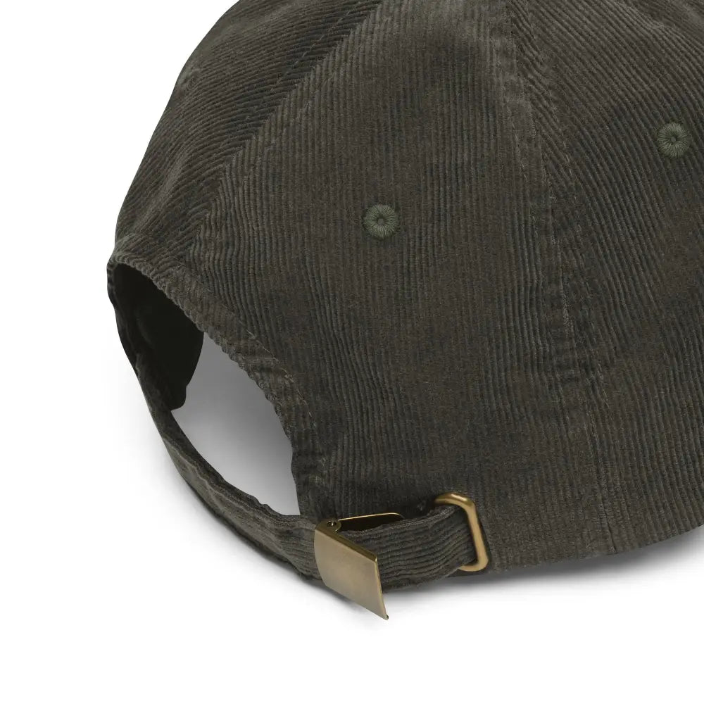 Olive green IN MY HEAD corduroy dad hat with buckle