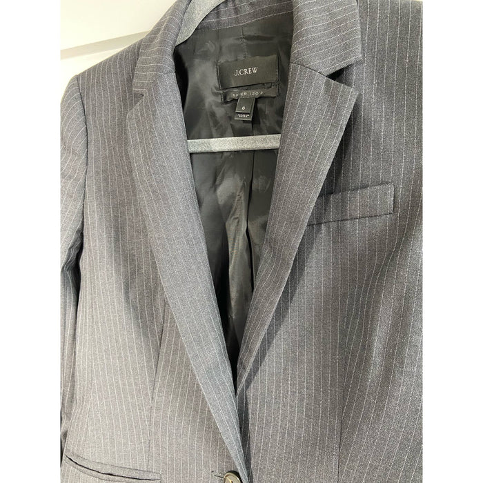 J.CREW 0 / Gray J.CREW Gray Striped Wool Blazer - Women's Size 0 - Preowned WC46