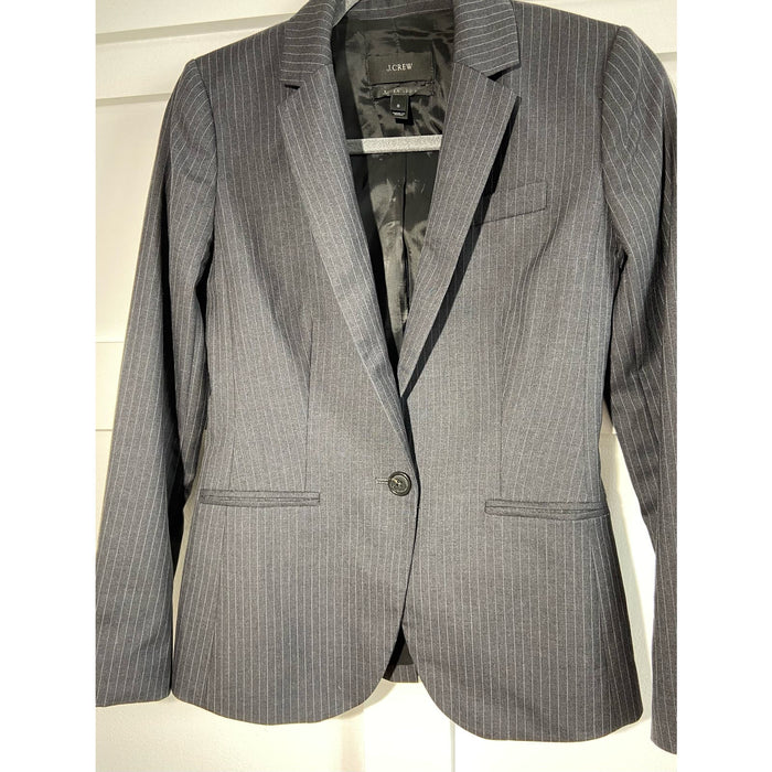 J.CREW 0 / Gray J.CREW Gray Striped Wool Blazer - Women's Size 0 - Preowned WC46