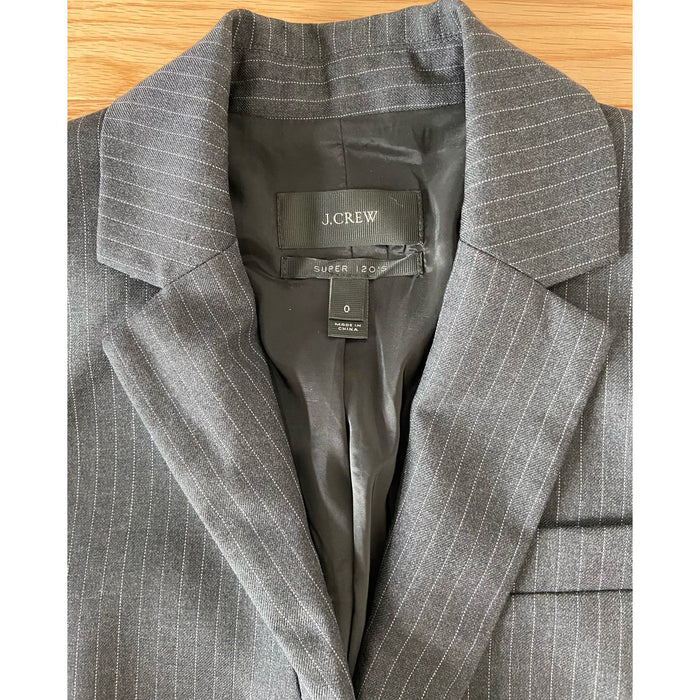 J.CREW 0 / Gray J.CREW Gray Striped Wool Blazer - Women's Size 0 - Preowned WC46