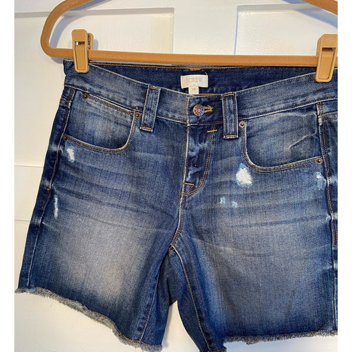 J.CREW Blue / 26 J.Crew Dark Denim Cut Off Distressed Jean Shorts - Size 26, Trendy * WS14