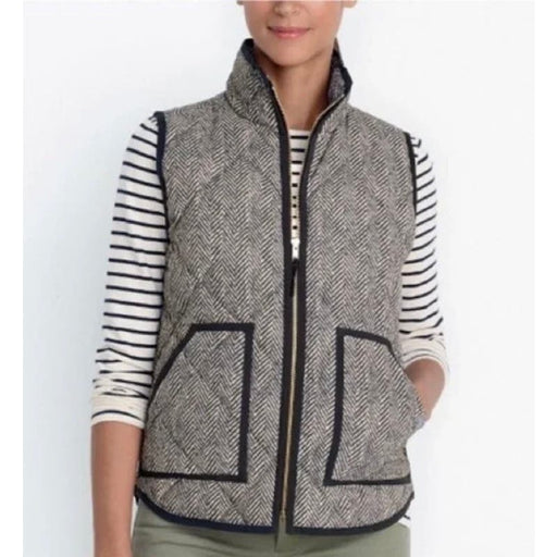 J.Crew J.CREW Stylish Puffer Vest - Women's Size M - Beige and Black Jcrew WC43