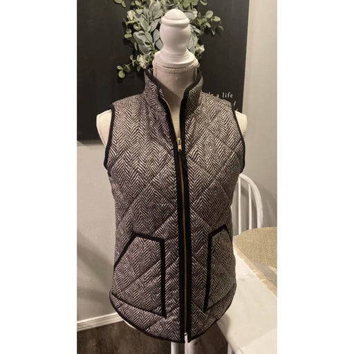 J.Crew J.CREW Stylish Puffer Vest - Women's Size M - Beige and Black Jcrew WC43