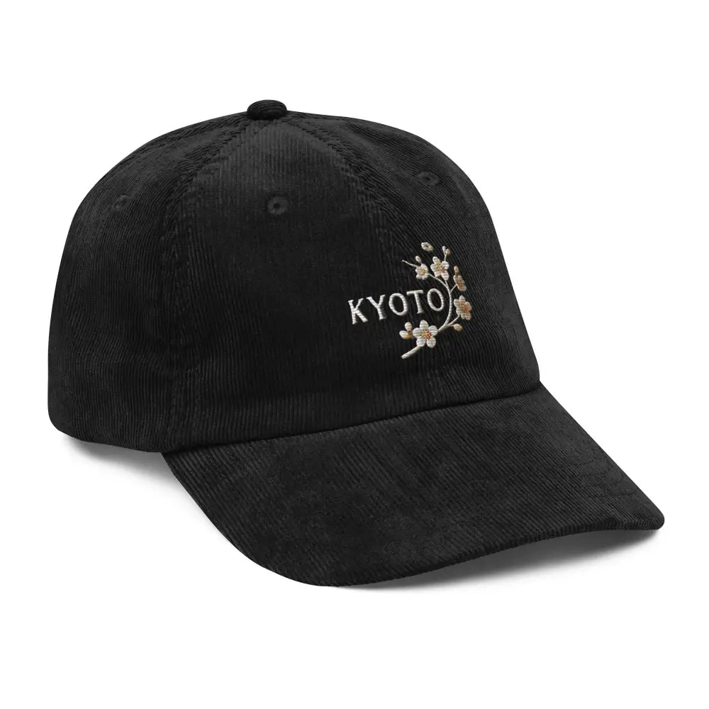 Japan vintage corduroy embroidered Kyoto Japan cherry blossom baseball cap