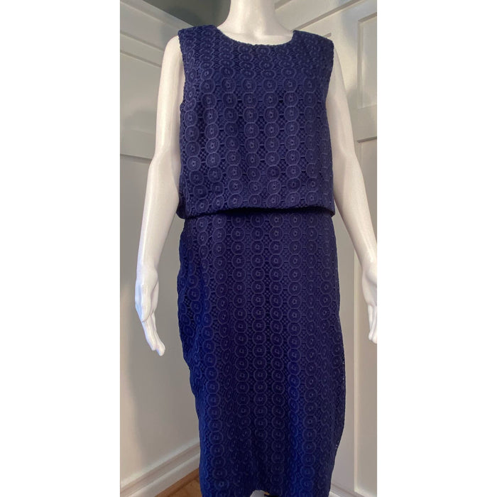 JCREW 20 / Blue J.Crew Crocheted Cocktail Dress Blue Women's Size 20* Elegant Layered Style WD21