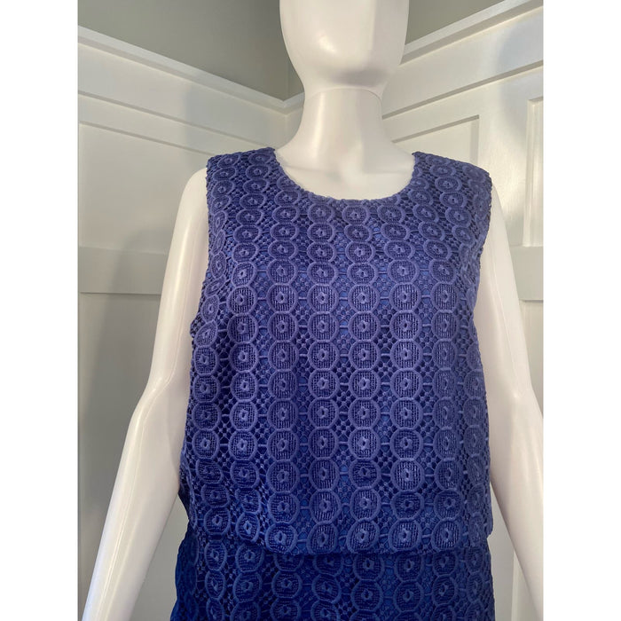 JCREW 20 / Blue J.Crew Crocheted Cocktail Dress Blue Women's Size 20* Elegant Layered Style WD21