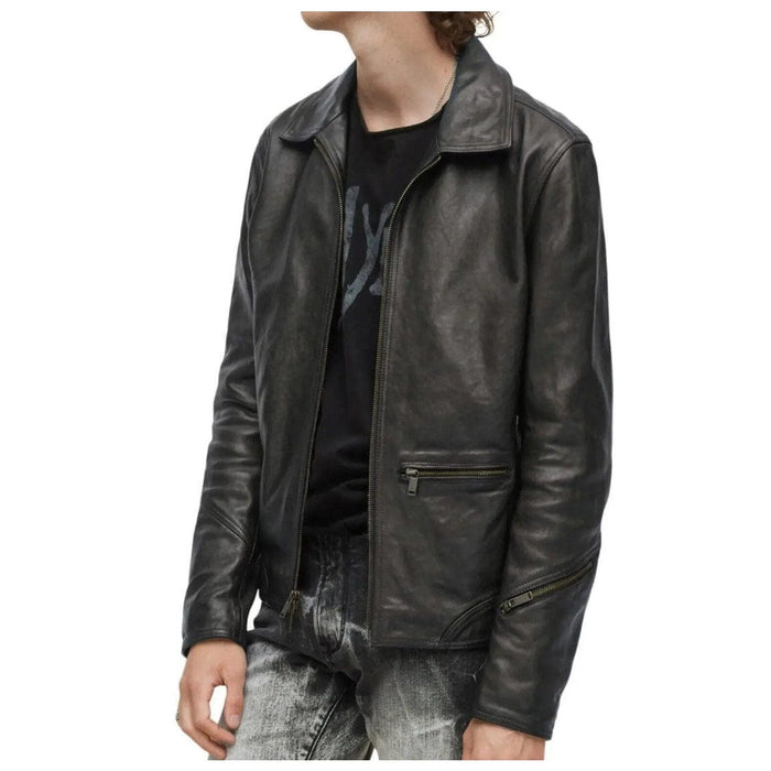 John Varvatos John Varvatos Men's Degraw Sheep Skin Leather Blouson Jacket Black 44 US NWT