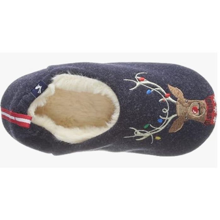 Joules Large - Kids / Blue Joules Girls Mule Slippers, Reindeer Kids Large