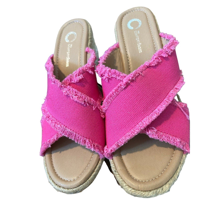 Journee Pink / 8 Journee Collection Women's Shanni Tru Comfort Wedge Heel Espadrille Sandals SZ 8