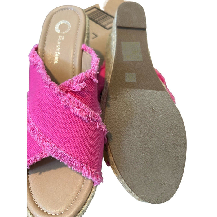 Journee Pink / 8 Journee Collection Women's Shanni Tru Comfort Wedge Heel Espadrille Sandals SZ 8