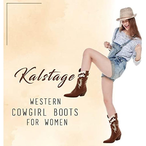 Kalstage 8 / Brown Kalstage Women's Retro High Heel Cowboy Boots | Sz 8 Shoes MSRP $110