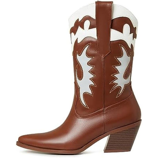 Kalstage 8 / Brown Kalstage Women's Retro High Heel Cowboy Boots | Sz 8 Shoes MSRP $110