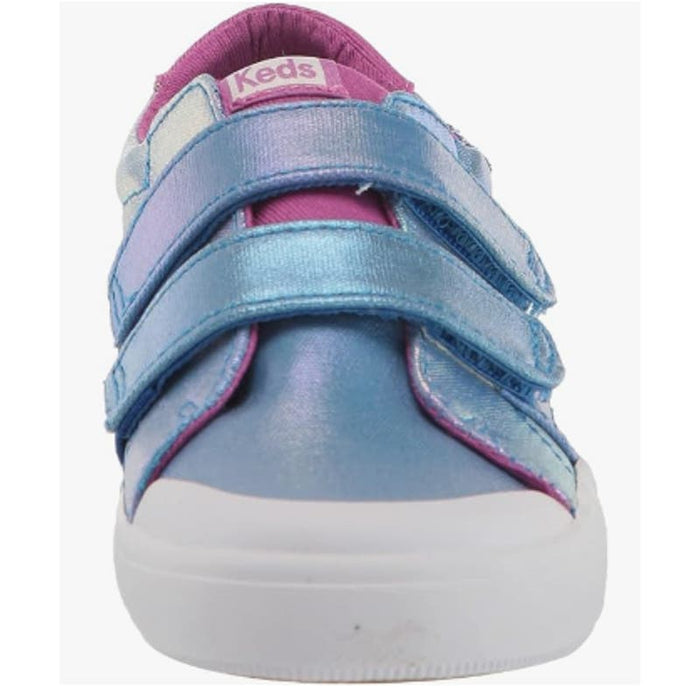 Keds 4M / Incandescent  Blue / Leather Keds Kids Courtney HL Sneaker, Blue Iridescent, 4 US Unisex Little Kid