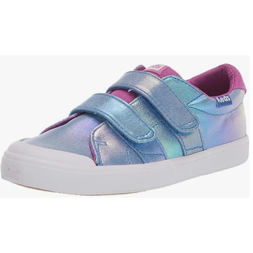 Keds 4M / Incandescent  Blue / Leather Keds Kids Courtney HL Sneaker, Blue Iridescent, 4 US Unisex Little Kid