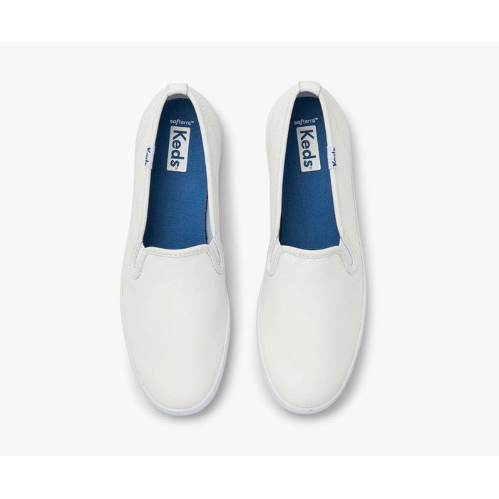 Keds White / 9 / Leather Keds Women's Champion Slip-On Sneaker, White Leather, 9 Wide, Classic Comfort