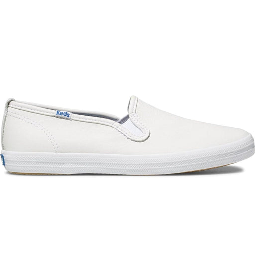 Keds White / 9 / Leather Keds Women's Champion Slip-On Sneaker, White Leather, 9 Wide, Classic Comfort