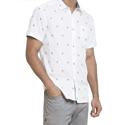 Kenneth Cole 2XL / White "Kenneth Cole Men's Penguin Print Button-Down Shirt"  Size 2XL mens116