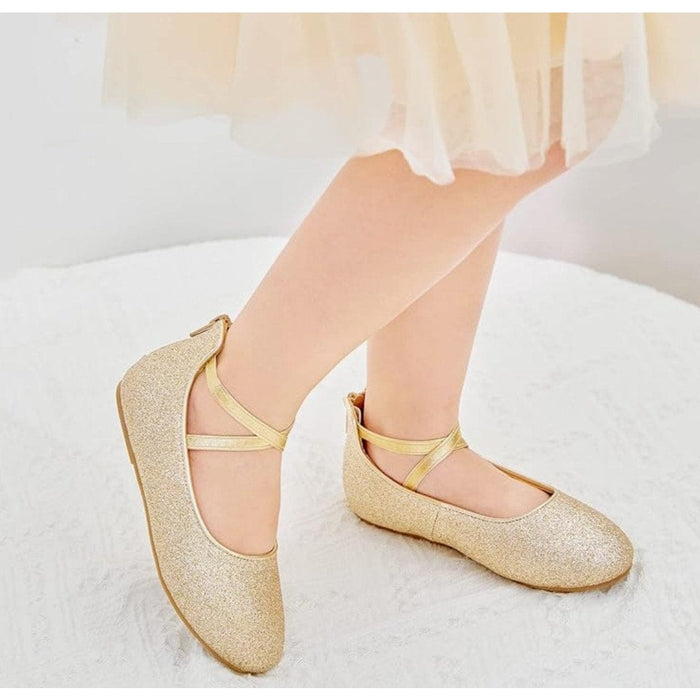 Kiderence 12M / Gold Glitter Kiderence Girls Shoes Ballerina Ballet Flats.  Mary Janes | Size 12M