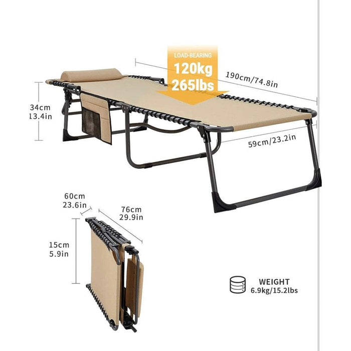 King camp KingCamp Lengthened & Widened Quilted Cot Camping Outdoor Furniture Patio Chair