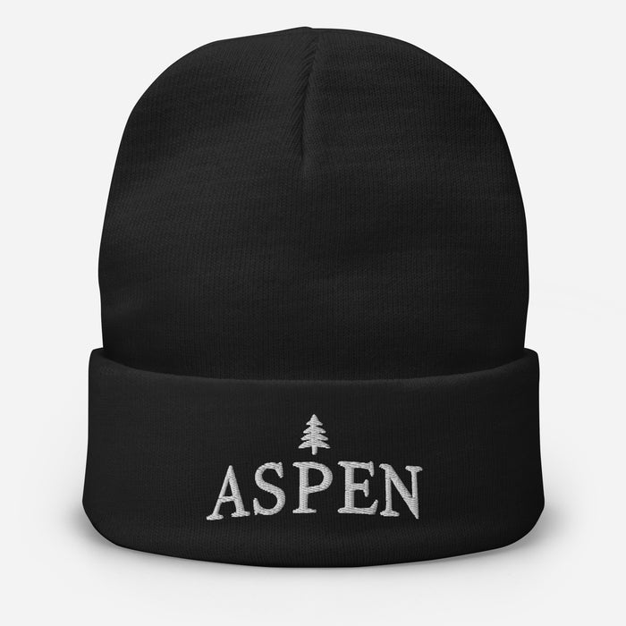 Aspen Skiing Embroidered Beanie Winter Hat. Cozy Cotton Blend