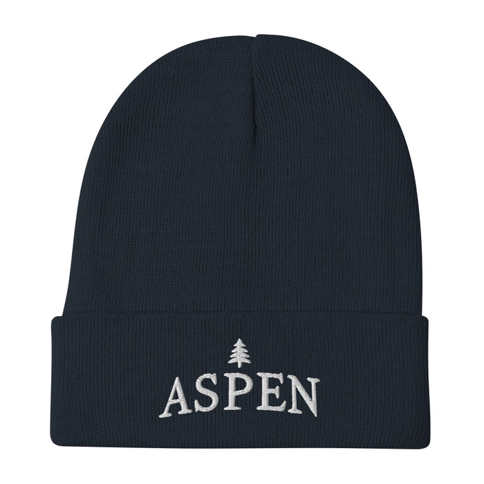 Aspen Skiing Embroidered Beanie Winter Hat. Cozy Cotton Blend