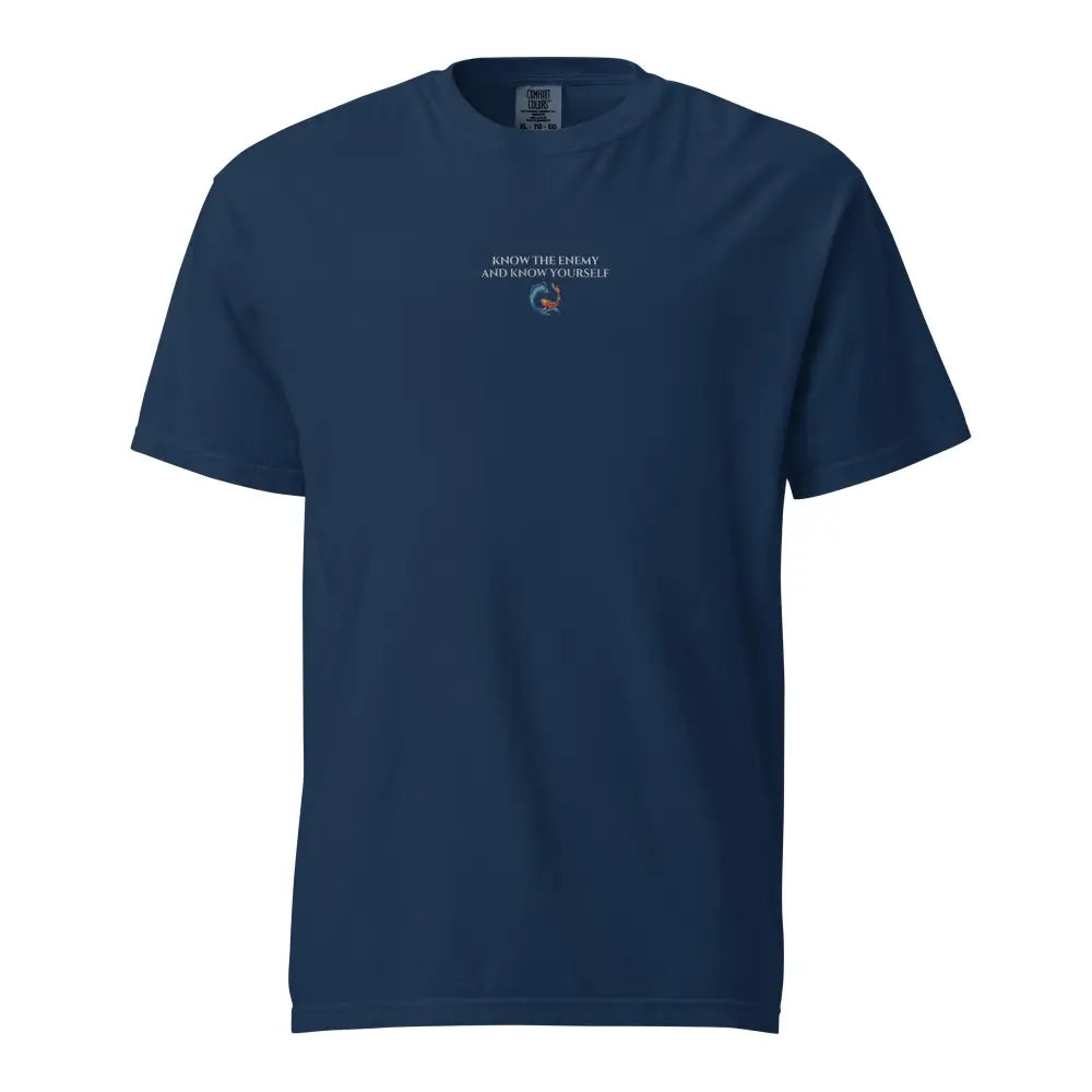 Dark blue short-sleeve tee with bold koi yin yang design