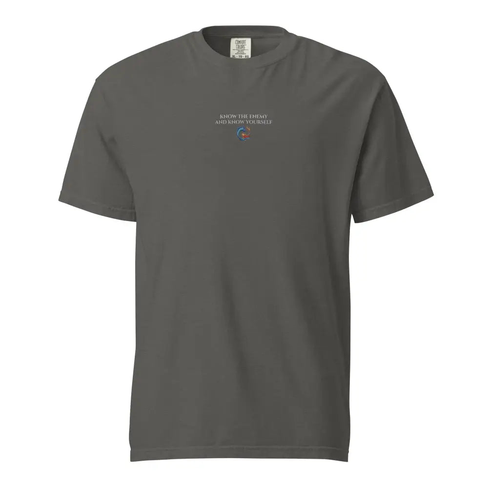 Dark gray short-sleeved tee with bold koi yin yang design