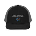 Black and grey Trini Skies koi fish hat with bold embroidery