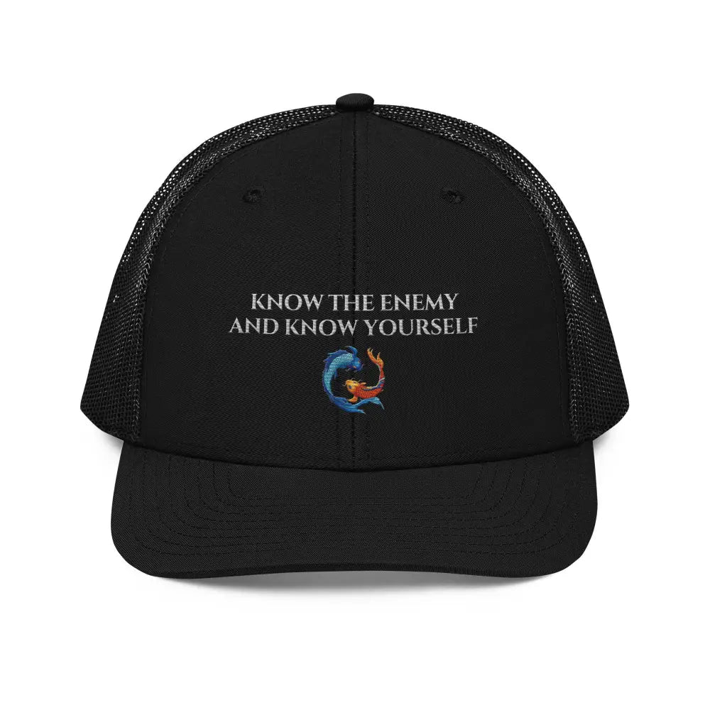 Black Trini Skies koi fish hat with bold embroidery