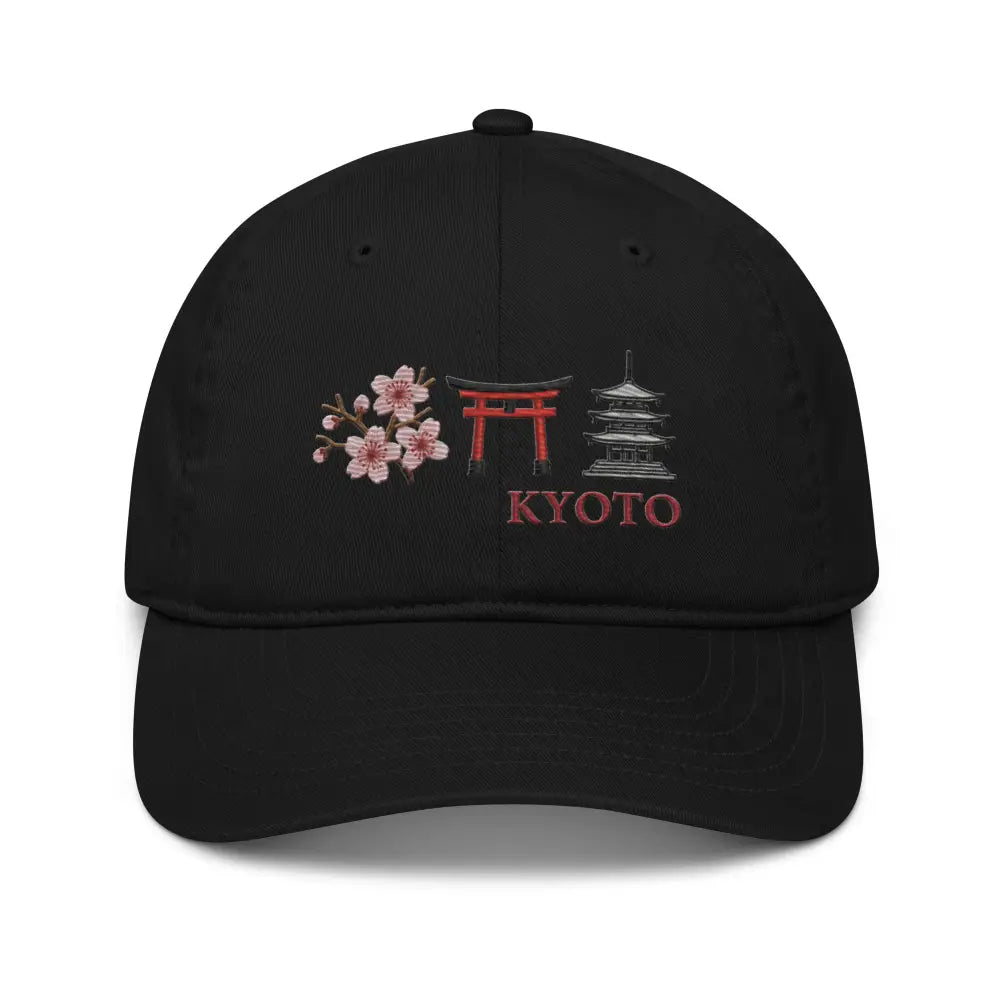 Kyoto organic cotton embroidered hat with cherry blossom torii design