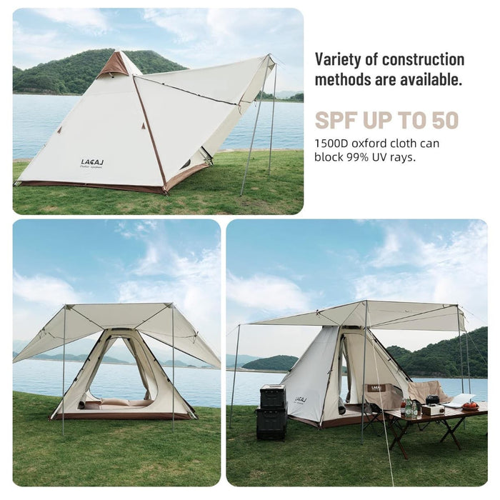 Lacal LACAL Auto-Aluminum Frame Canvas Hot Tent: Ultimate Comfort for 2-Person Camping