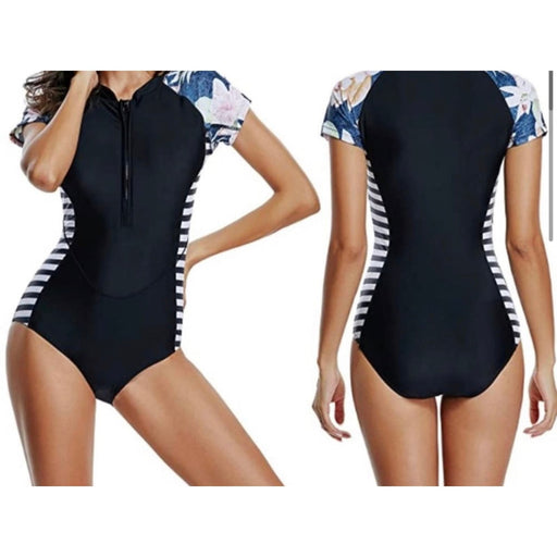 LafyKoly Large / Black LafyKoly Women's Beautiful One-Piece Rash Guard, Size L * wom265