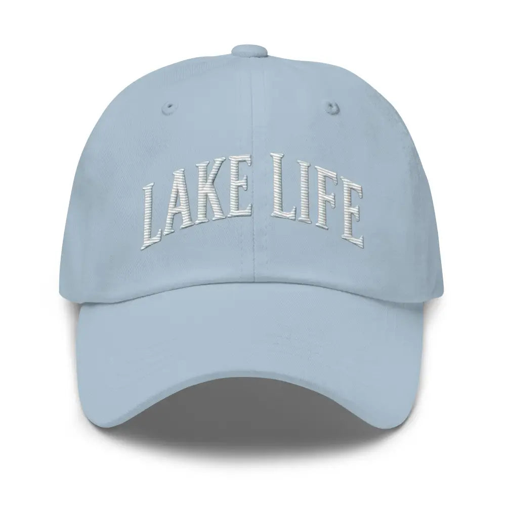 Light blue embroidered Lake Life corduroy hat – outdoor lake lifestyle adjustable cap