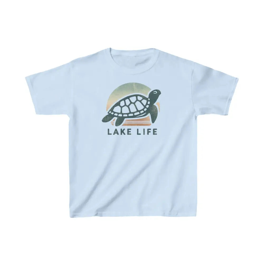 Lake Life Turtle Kids Heavy Cotton Graphic Tee in light blue