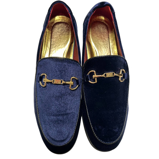 LCQL 8 / Blue "LCQL Men's Luxury Velvet Penny Loafer Shoes - Noble Smoking Slippers, Sz 8"