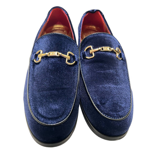 LCQL 8 / Blue "LCQL Men's Luxury Velvet Penny Loafer Shoes - Noble Smoking Slippers, Sz 8"