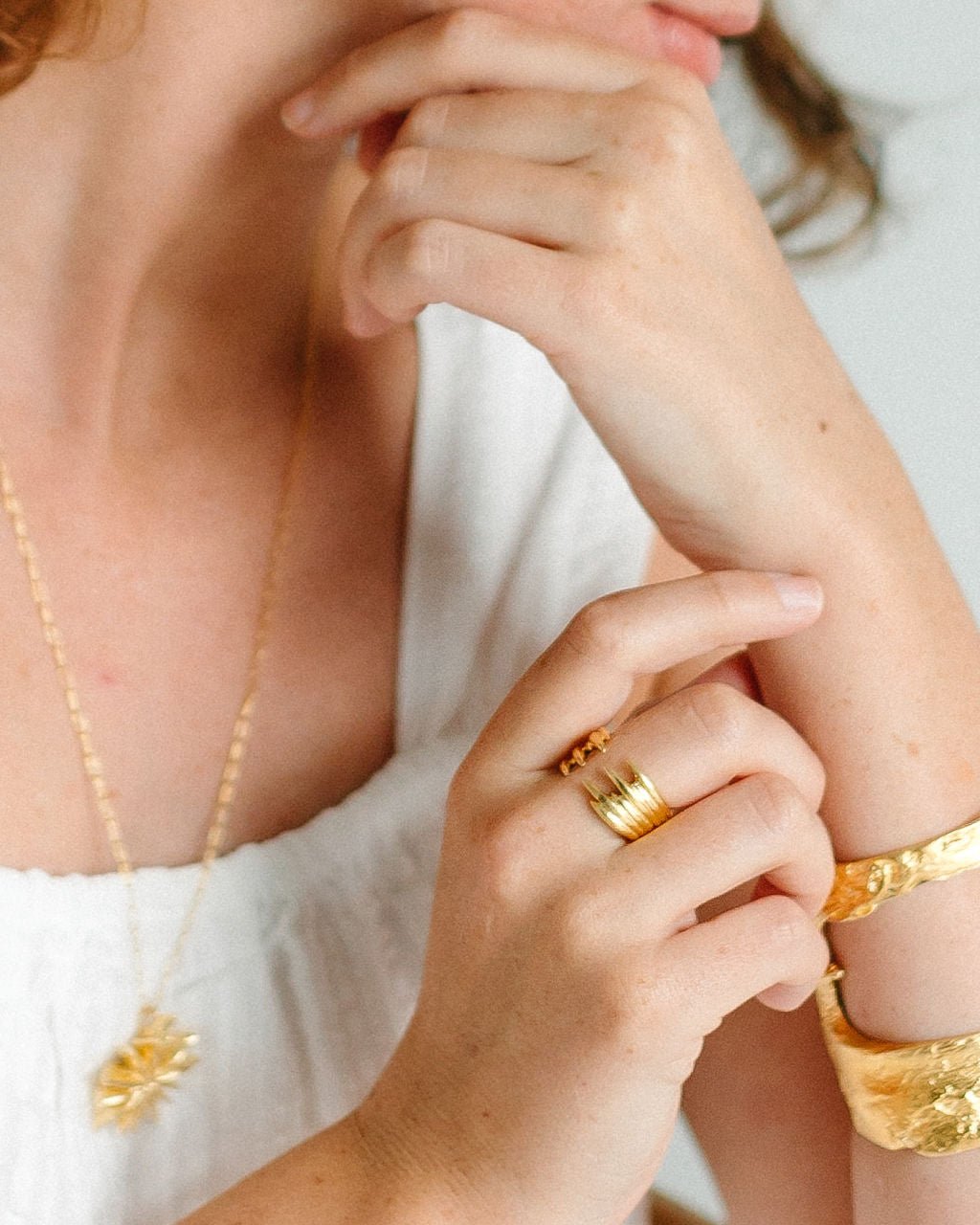 Leah 14K Gold Filled Textured Band Ring Stacking Everyday Minimalist - Triniskies