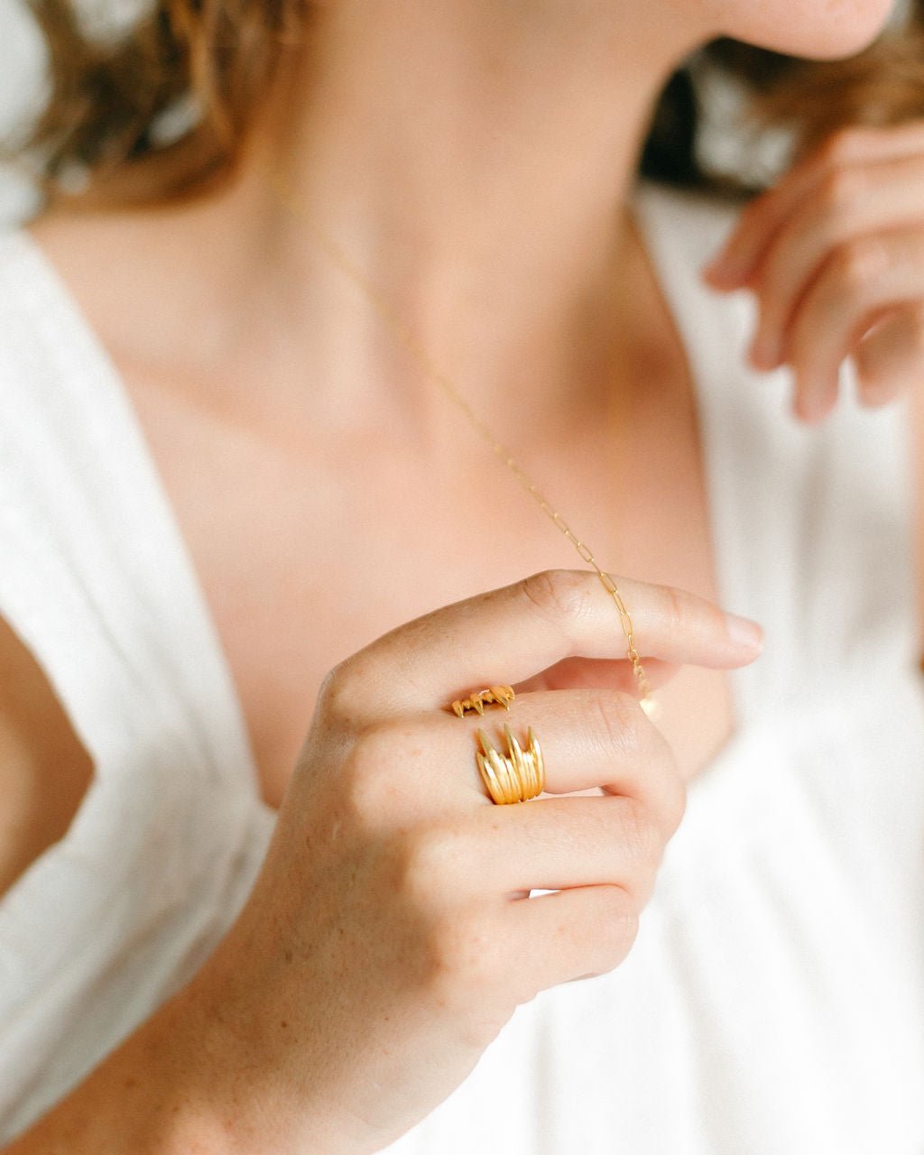 Leah 14K Gold Filled Textured Band Ring Stacking Everyday Minimalist - Triniskies