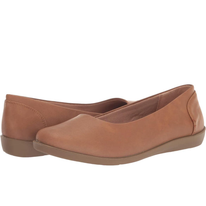 Life Stride 8W / tan LifeStride Women's Nonchalant Ballet Flat Size 8W Comfy Slip On Shoes MSRP $70