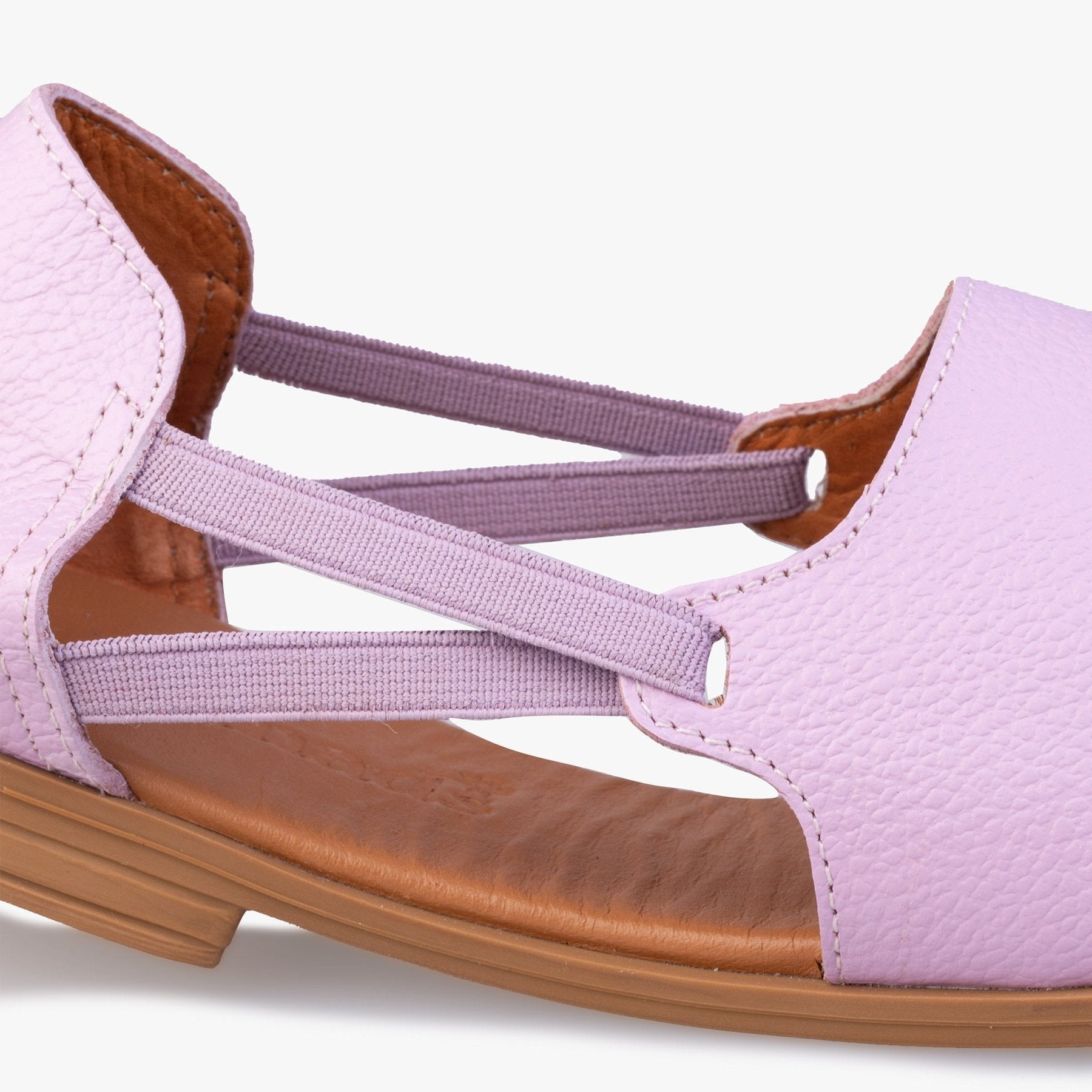Lilac Dream Peep Toe Sandals - Womads Pastel Leather Flats for Women - Triniskies